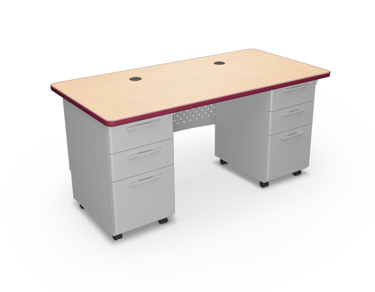 Avid Modular Desk 91778 - 60x30 Double Pedestal Desk Front w-Props - fusion maple top - edge band currant-2