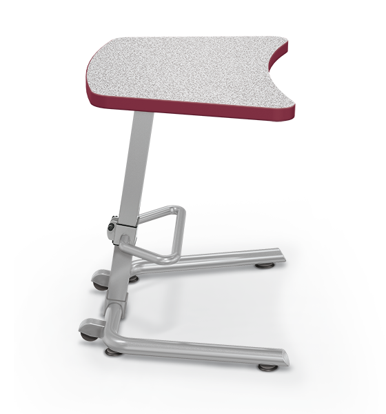 up-rite student desk render 12 short platinum base - edge band currant - top gray nebula_